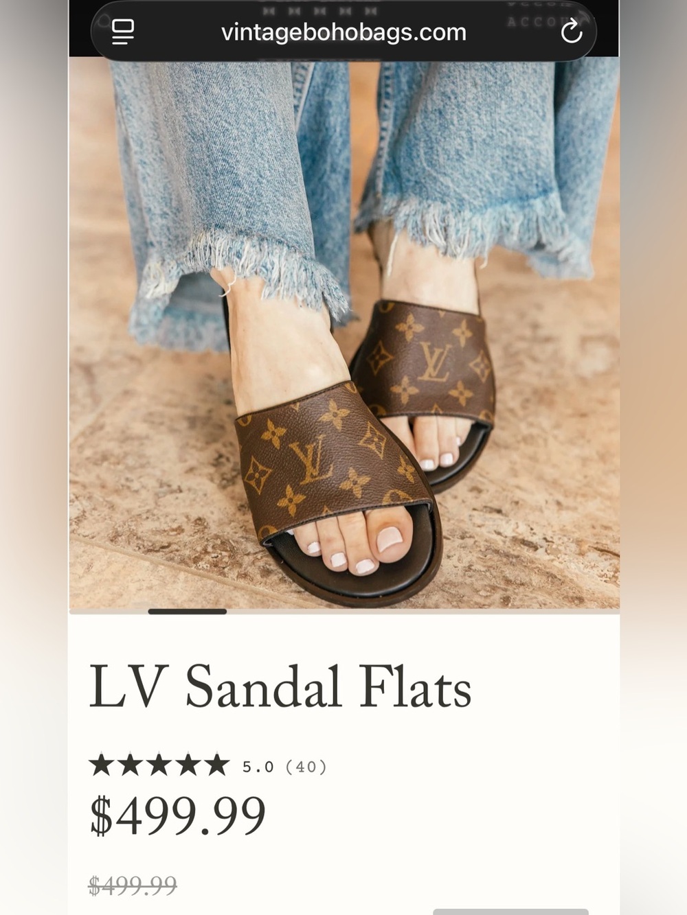 Boho vintage LV Sandal Flats - Picture 2 of 5